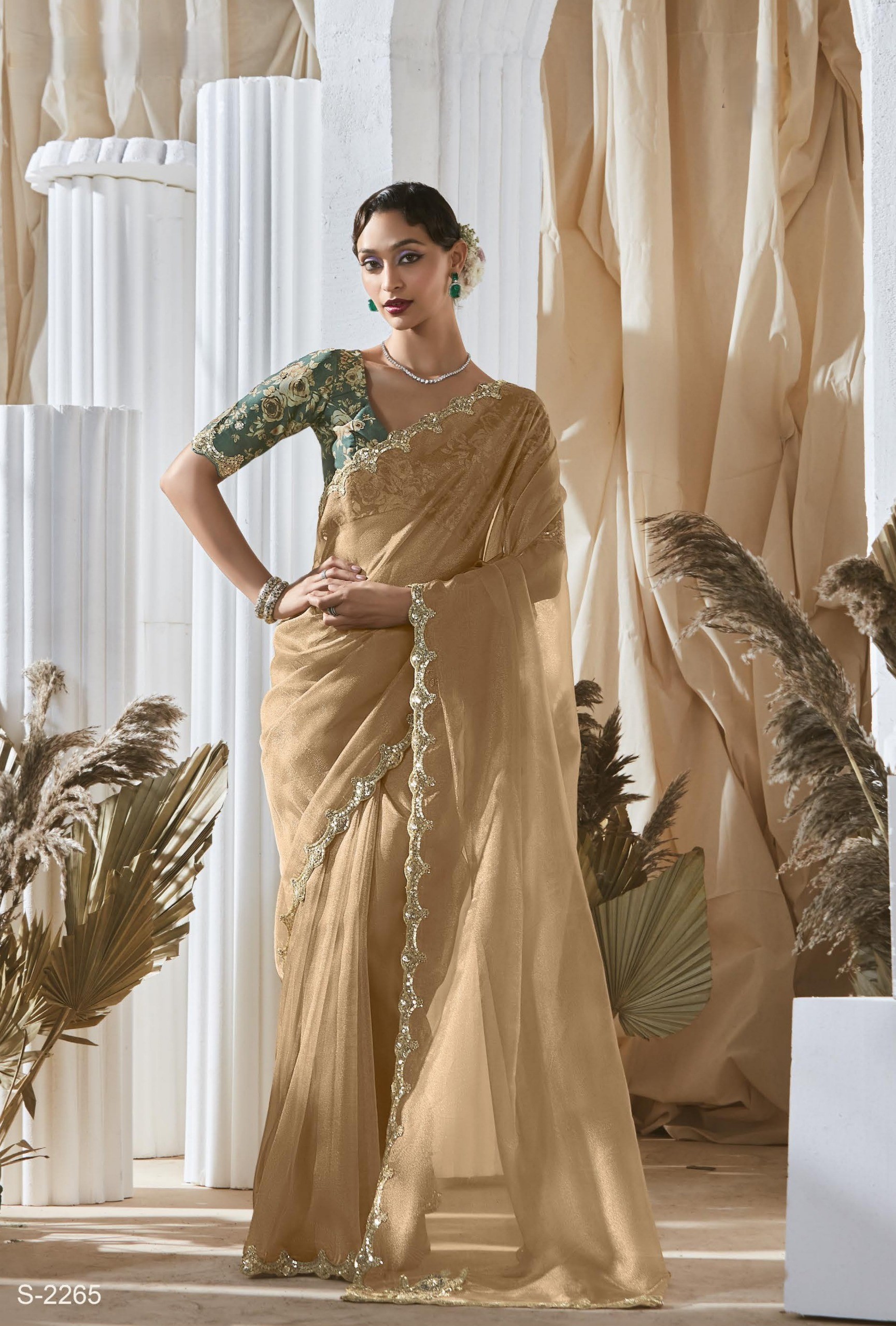 Pure Fancy Tissue based Fabric with Designer Saree